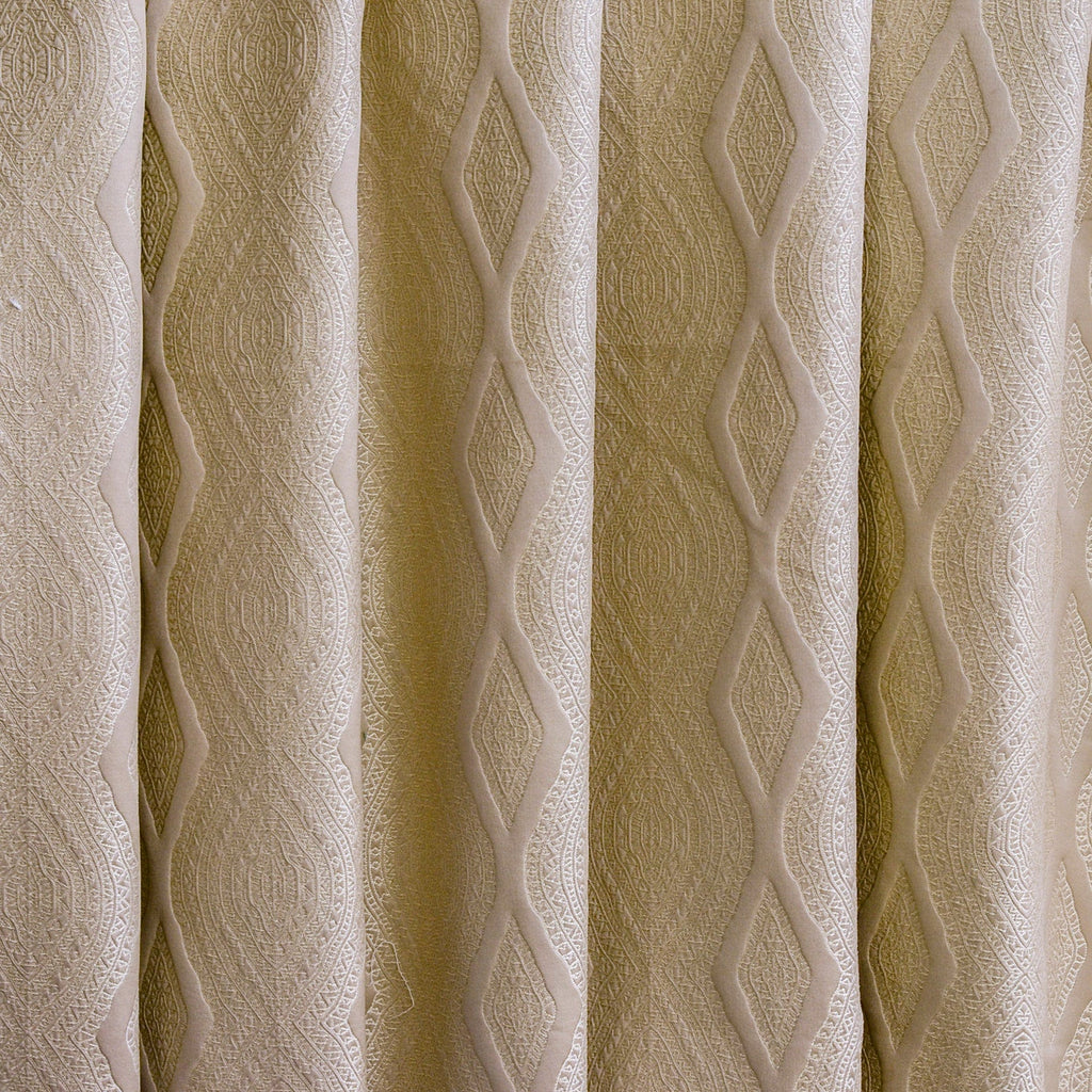 Beige Geometric Embroidered Fabric By The Metre, Viscose Embroidered Fabric