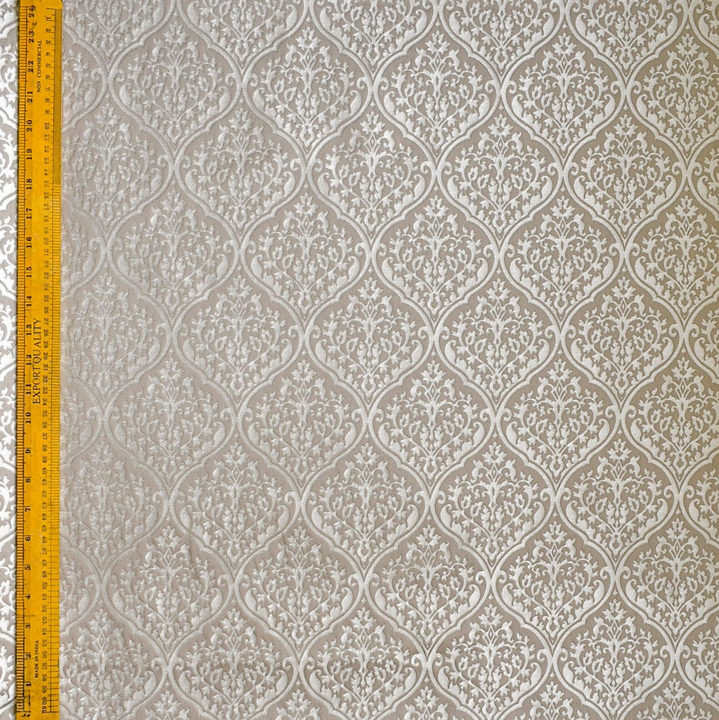 Pearl Beige Floral Woven Fabric By The Metre, Polyester Viscose Fabric Upholstery