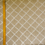 Beige Leafy Diamond Geometric Fabric By The Metre, Chain Stitch Embroidery