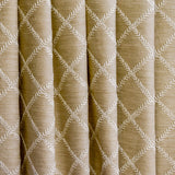 Beige Leafy Diamond Geometric Fabric By The Metre, Chain Stitch Embroidery