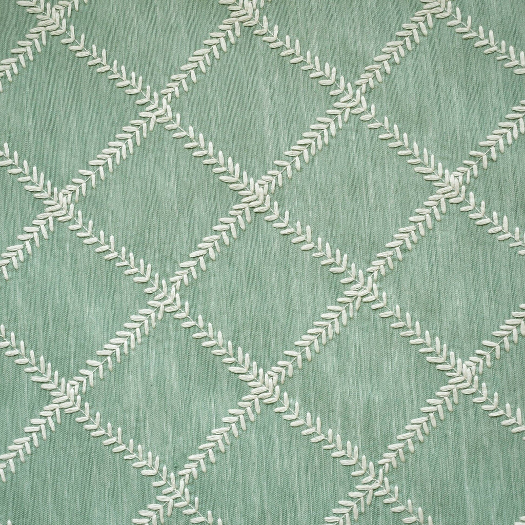 Duck Egg Leafy Diamond Geometric Fabric By The Metre