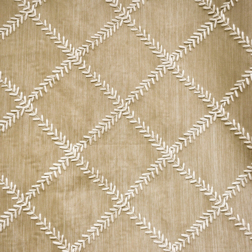 Beige Leafy Diamond Geometric Fabric By The Metre