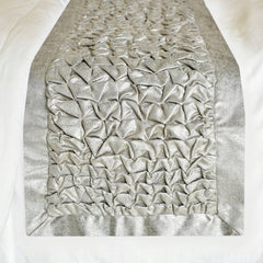 Polished Silver - Jacquard Silver Decorative Bed Runner and Cushion Cover