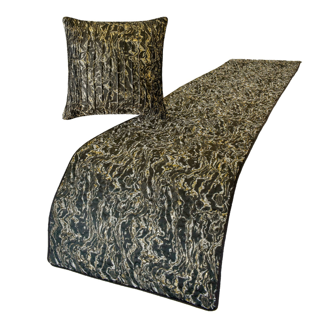 Stellaris - Jacquard Black Decorative Bed Runner and Cushion Cover