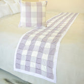 Lavender Plaid Knots Decorative Bed Runner and Cushion Cover