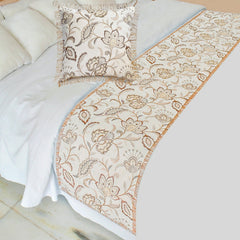 Floral Luster Decorative Bed Runner and Cushion Cover