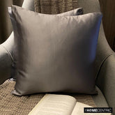 Silver Satin Throw Pillow Cover - Silver Gray Slub Satin