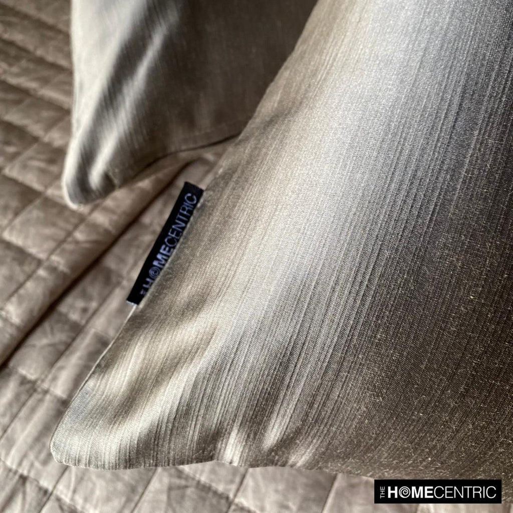 Taupe Gray Slub Satin - Taupe Satin Throw Pillow Cover