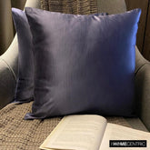 Blue Satin Throw Pillow Cover - Midnight Blue Slub Satin