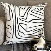 Black And White Cotton Throw Pillow Cover - Abstract Harmony