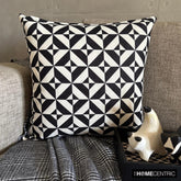 Black And White Cotton Throw Pillow Cover - Mono Illusion