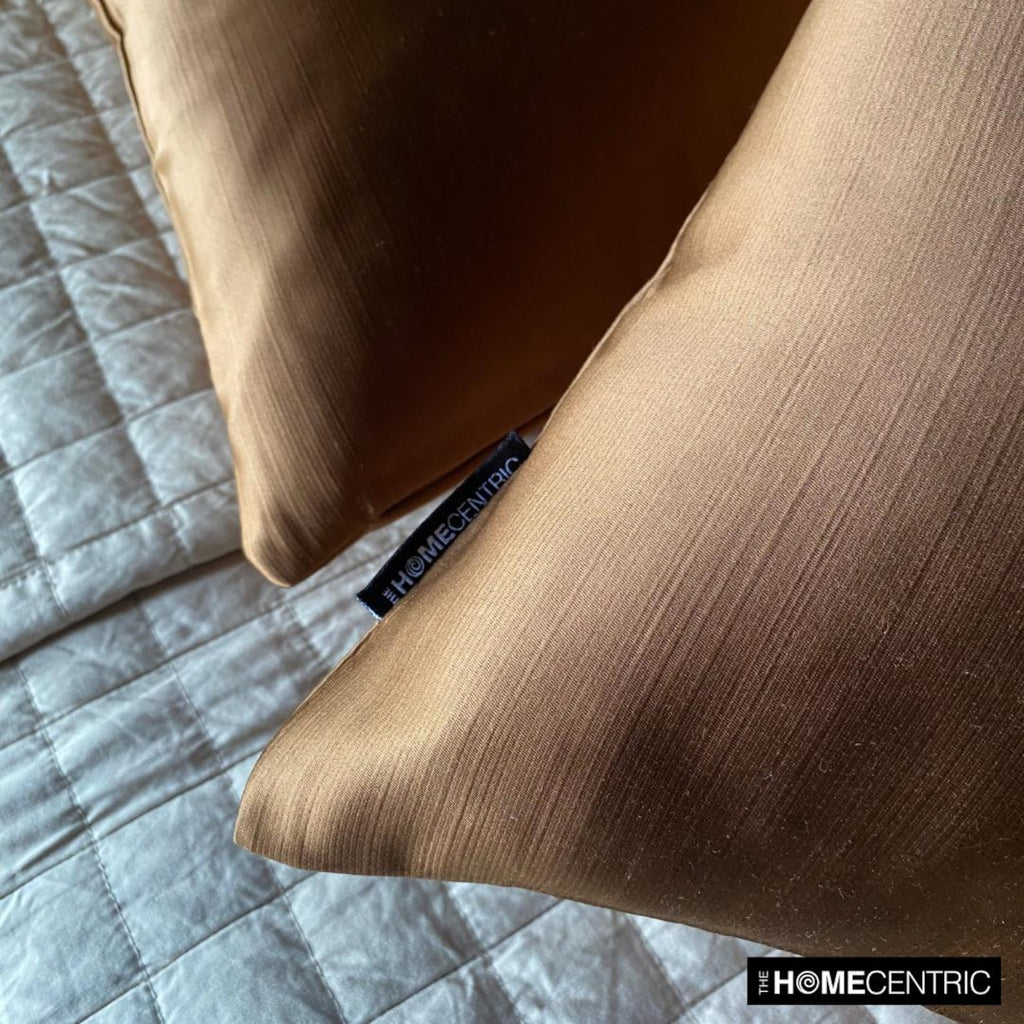 Brown Slub Satin - Brown Satin Throw Pillow Cover
