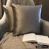 Taupe Gray Slub Satin - Taupe Satin Throw Pillow Cover