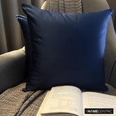 Navy Blue Satin Throw Pillow Cover - Navy Blue Slub Satin