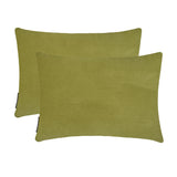 Chartreuse Green Velvet Lumbar Cushion Cover Pack of 2 - Chartreuse Velvet Dream