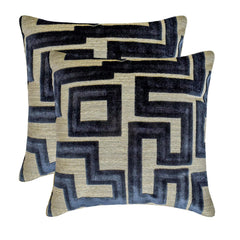 Midnight Maze - Blue Velvet Throw Cushion Cover