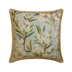 Petal Whisper - Gray Cotton Throw Cushion Cover