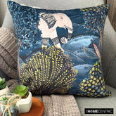Trunk Tales - Blue Velvet Throw Cushion Cover