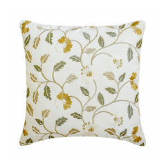 Amber Bloom - White Cotton Throw Cushion Cover