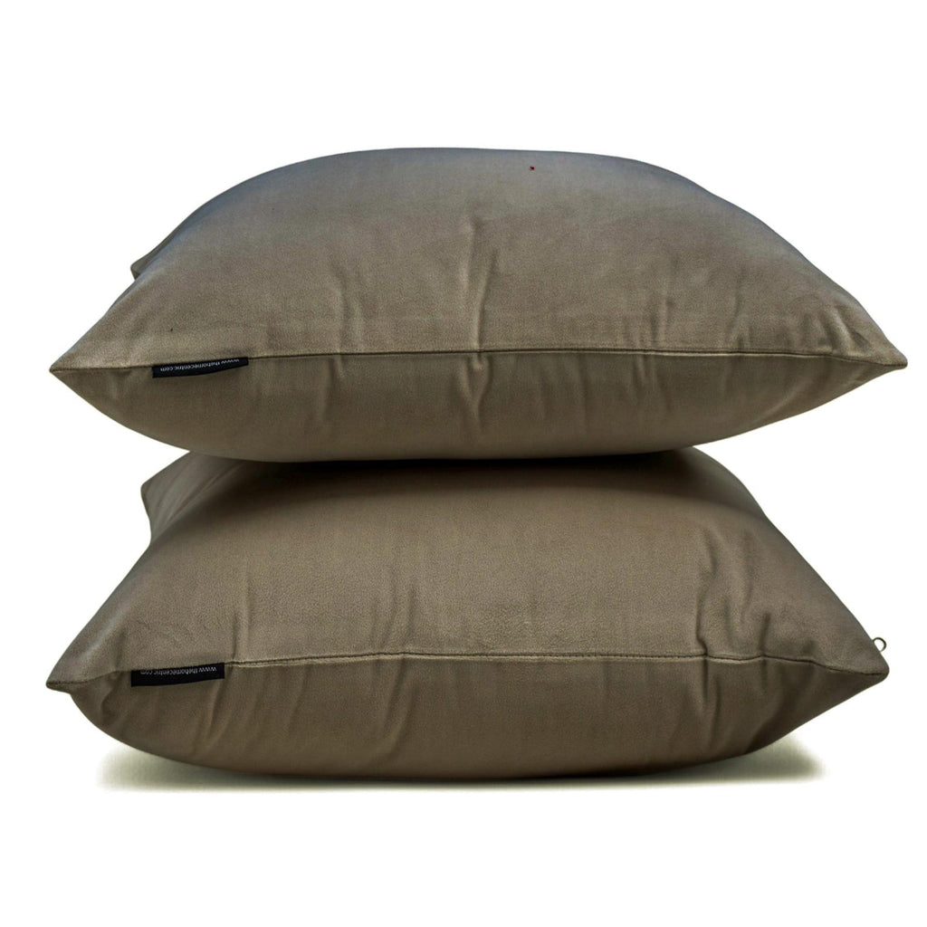 Taupe Plain Velvet Throw Cushion Cover - Taupe Velvet