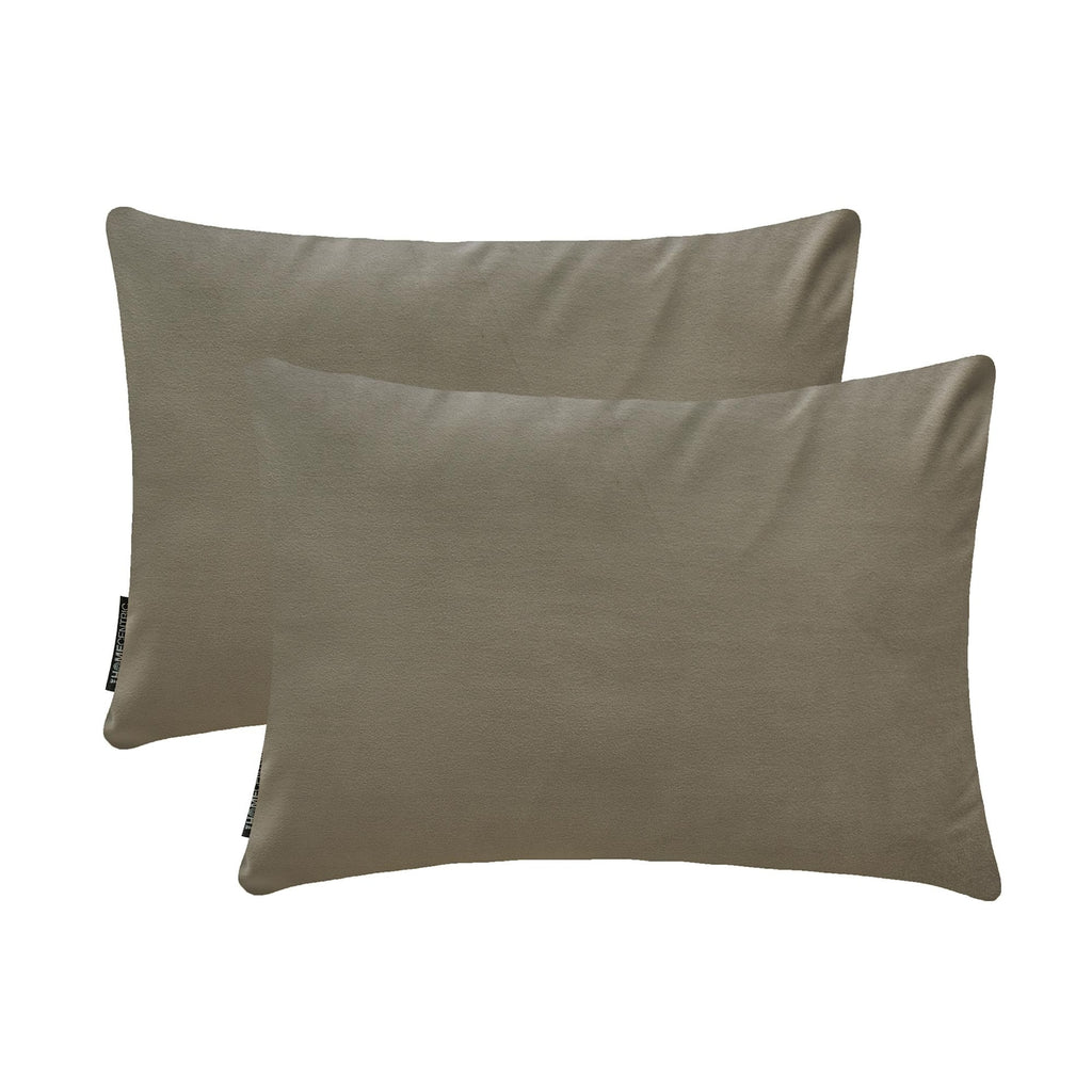 Taupe Velvet Lumbar Cushion Cover Pack of 2 - Taupe Velvet Dream