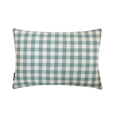 Aqua Cotton Lumbar Cushion Cover - Grid Loom Aqua