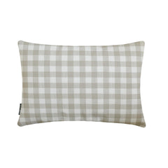 Beige Cotton Lumbar Cushion Cover - Grid Loom Beige