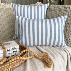 Blue Cotton Lumbar Cushion Cover - Lush Lines Blue