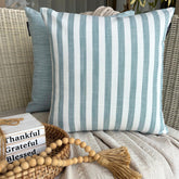 Stripe Plush Aqua Throw Cushion Cover