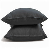 Charcoal Gray Satin Lumbar Cushion Cover Pack of 2 - Charcoal Slub Satin
