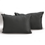 Charcoal Gray Satin Lumbar Cushion Cover Pack of 2 - Charcoal Slub Satin