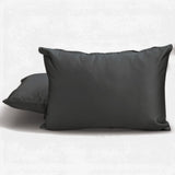 Charcoal Gray Satin Lumbar Cushion Cover Pack of 2 - Charcoal Slub Satin