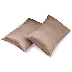 Peach Beige Satin Lumbar Cushion Cover Pack of 2 - Peach Beige Slub Satin