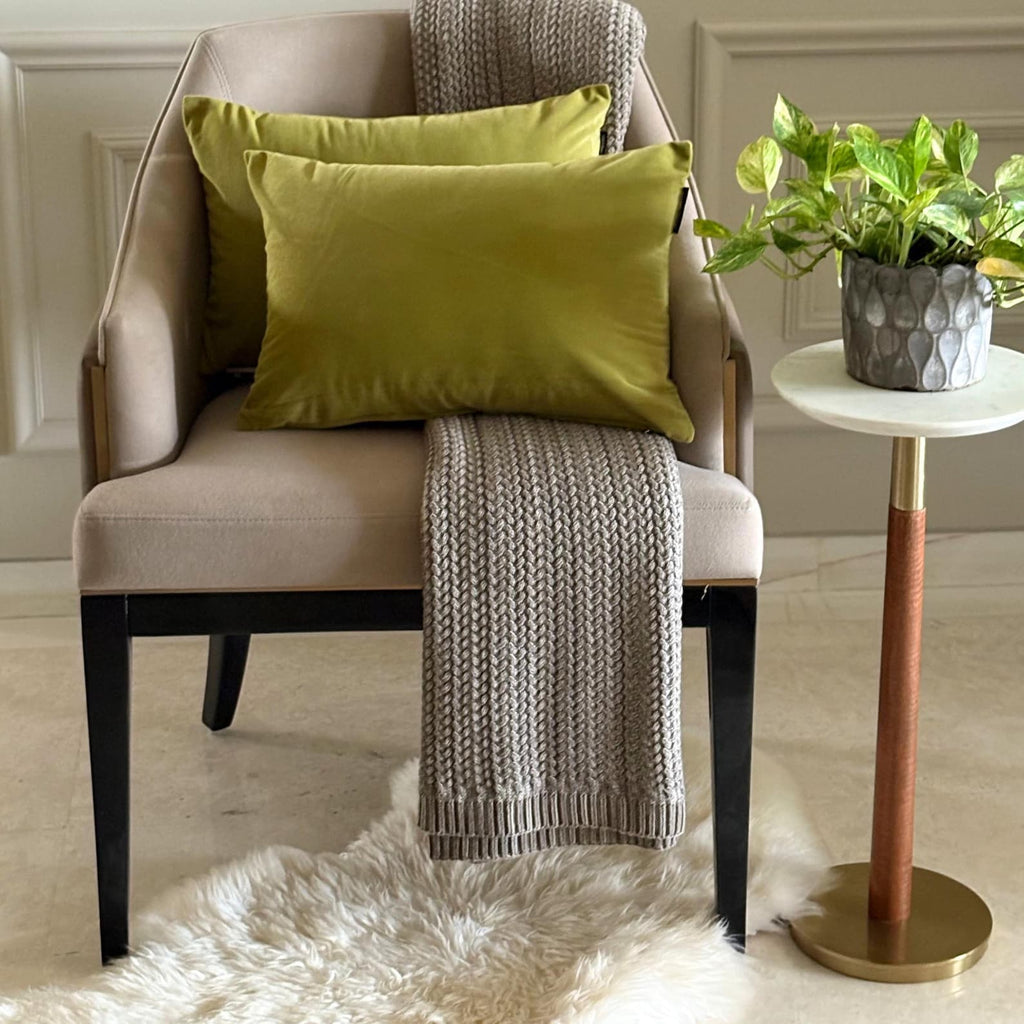 Chartreuse Velvet Dream Lumbar Cushion Cover