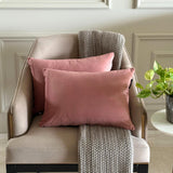 Blush Pink Velvet Lumbar Cushion Cover Pack of 2 - Blush Pink Velvet Dream