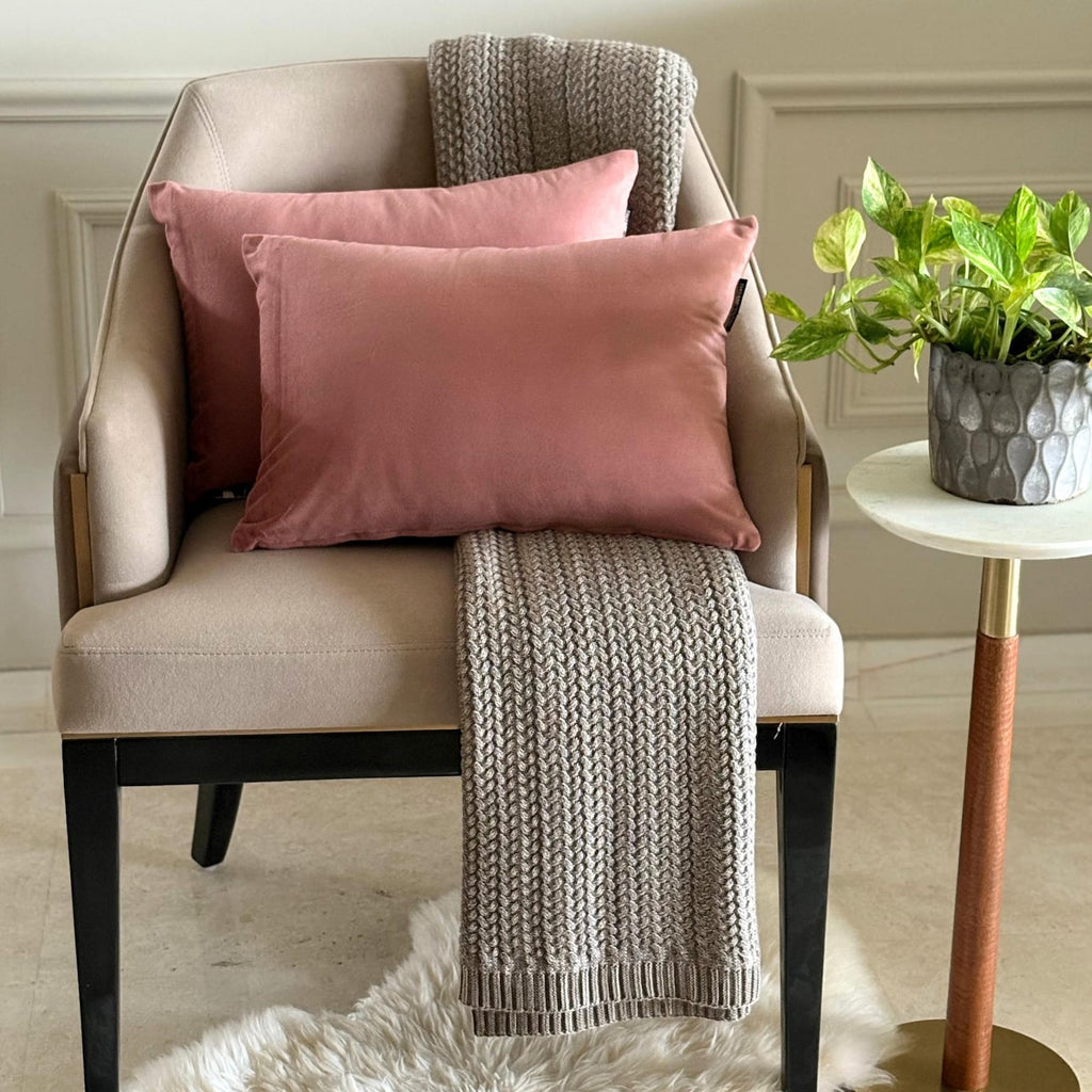 Blush Pink Velvet Dream Lumbar Cushion Cover