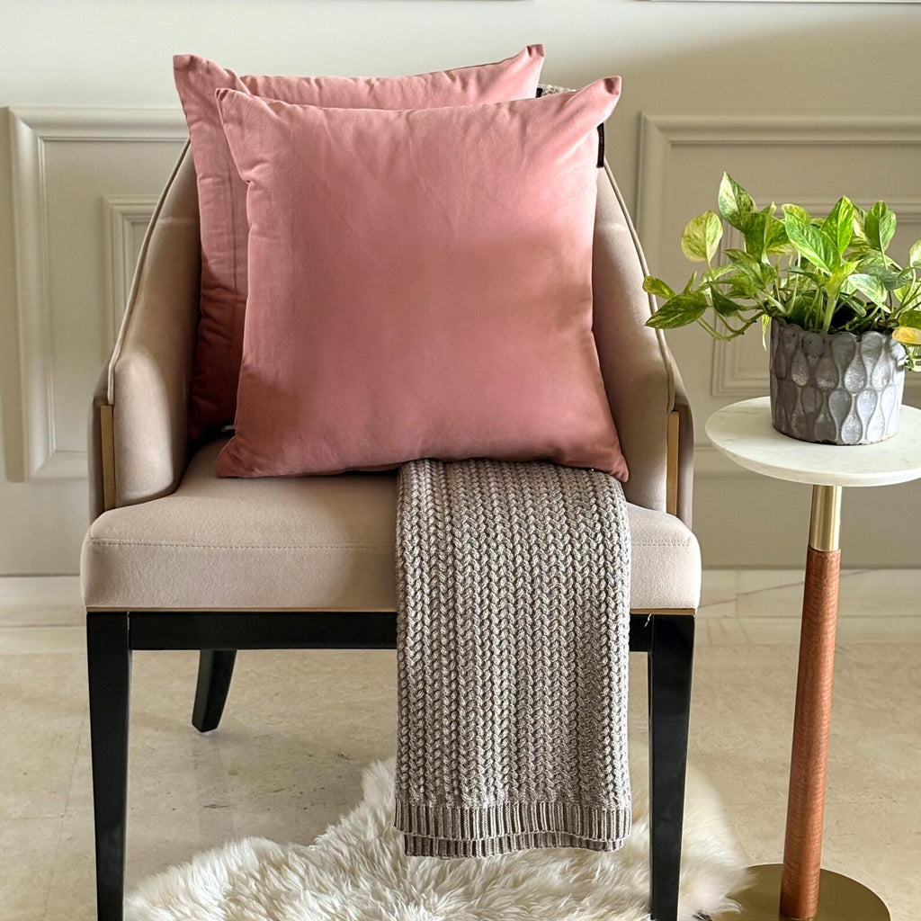 Blush Pink Velvet Throw Cushion Cover