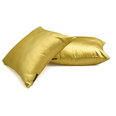Dull Yellow Satin Lumbar Cushion Cover Pack of 2 - Dull Yellow Slub Satin