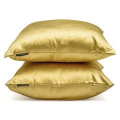 Dull Yellow Satin Lumbar Cushion Cover Pack of 2 - Dull Yellow Slub Satin