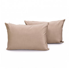 Peach Beige Satin Lumbar Cushion Cover Pack of 2 - Peach Beige Slub Satin