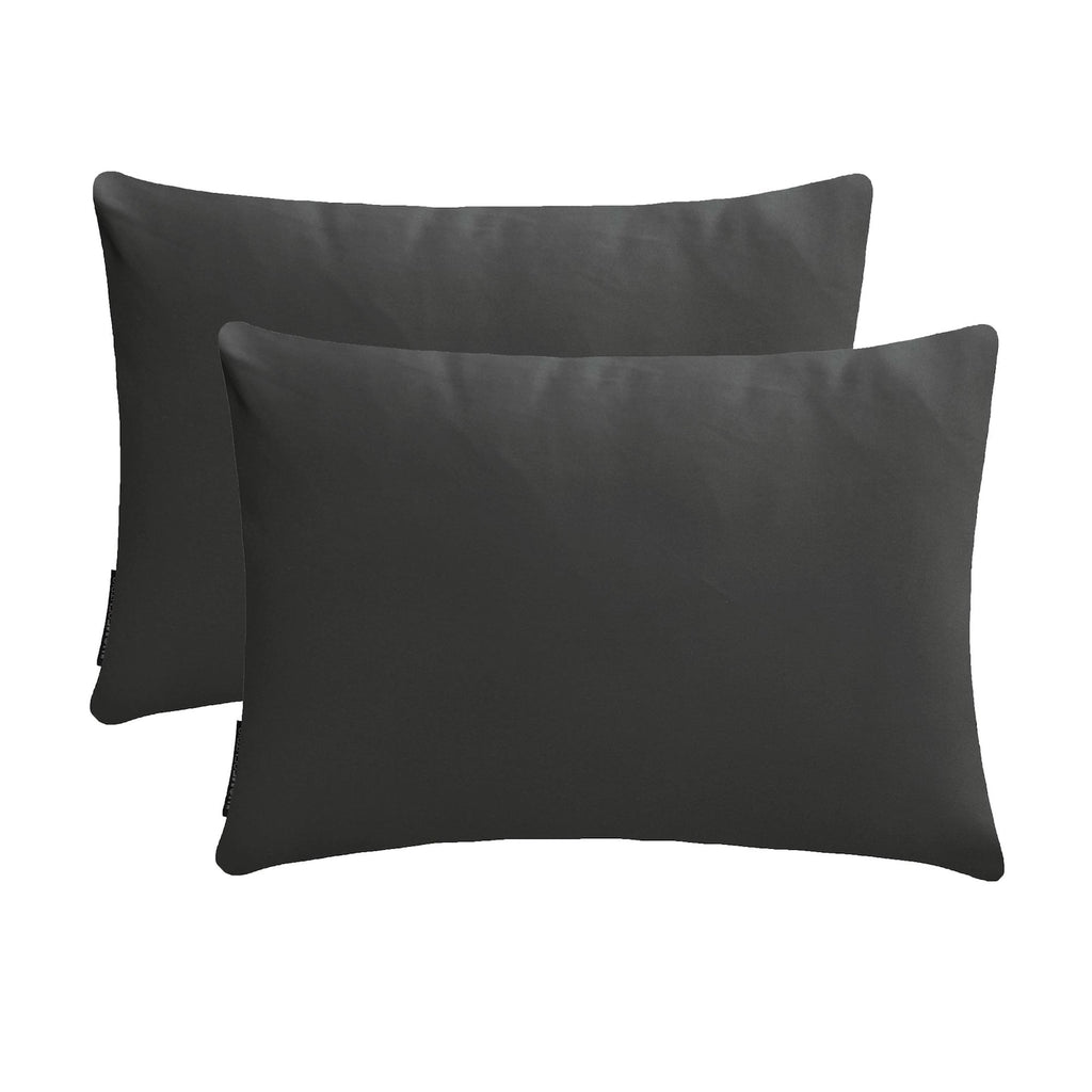 Charcoal Slub Satin Lumbar Cushion Cover