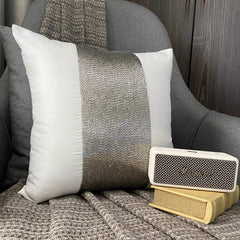 White Sparkle - White Art Silk Throw Pillow Cover