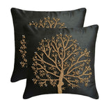 Celebrated Tree - Black Art Silk Decorative Euro Sham