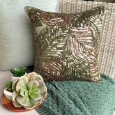 Green Camouflage - Olive Green Art Silk Throw Cushion Cover