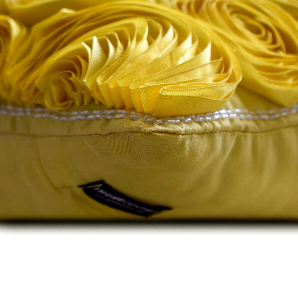 Sun Blooms - Yellow Art Silk Decorative Euro Sham