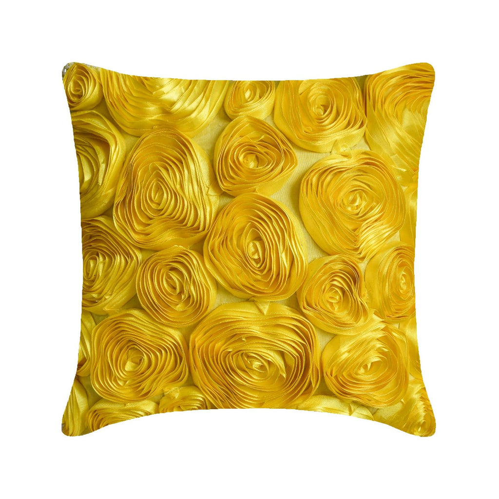 Sun Blooms - Yellow Art Silk Decorative Euro Sham