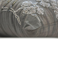 Silver Birdy - Gray Art Silk Decorative Euro Sham