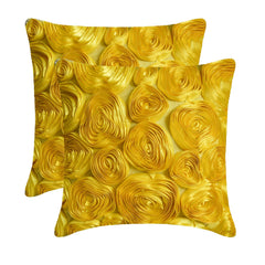Sun Blooms - Yellow Art Silk Decorative Euro Sham