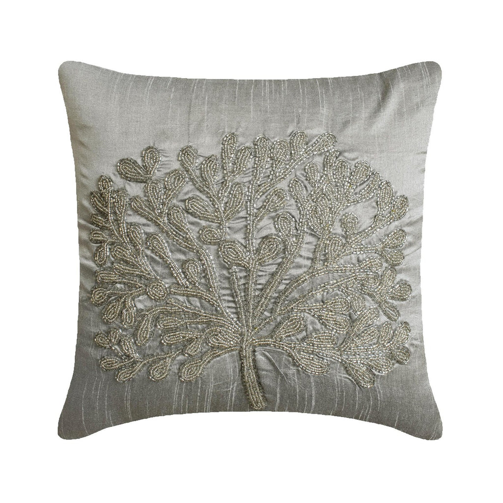 The Silver Tree - Silver Art Silk Decorative Euro Sham