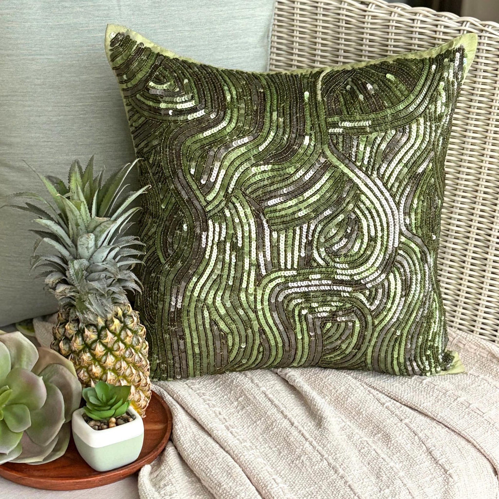Chlorophyll - Green Art Silk Decorative Euro Sham